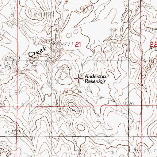 Topographic Map of Anderson Reservoir, WY