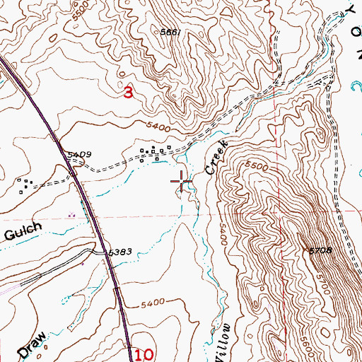 Topographic Map of Anesi Draw, WY