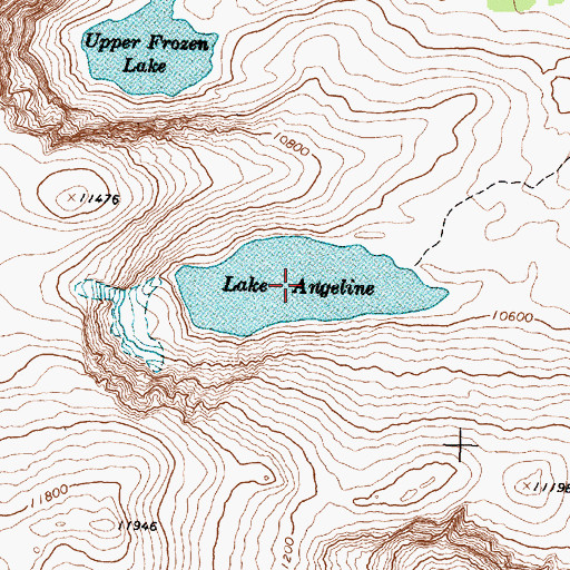 Topographic Map of Lake Angeline, WY