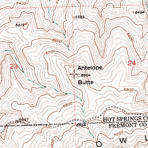 Topographic Map of Antelope Butte, WY