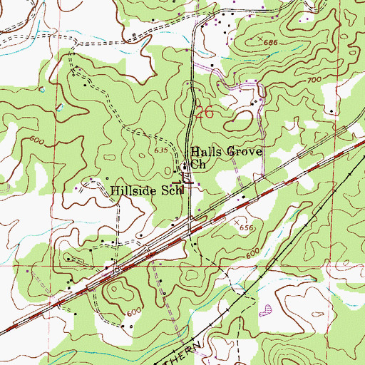 Topographic Map of Hillside School, AL