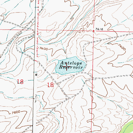 Topographic Map of Antelope Reservoir, WY