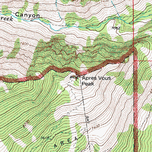 Topographic Map of Apres Vous Peak, WY