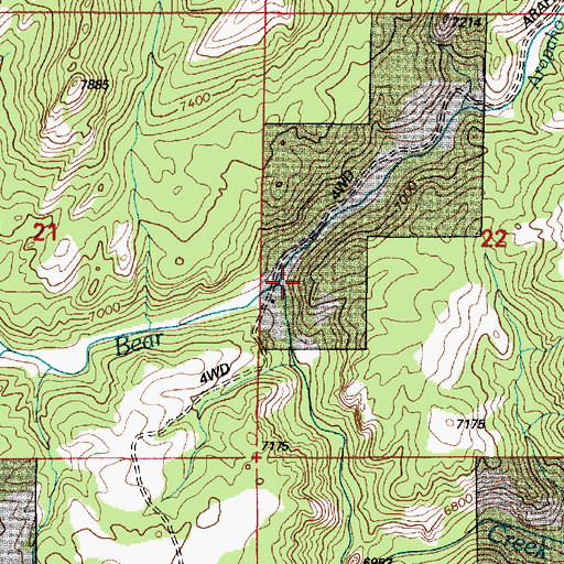 Topographic Map of Arapaho Creek, WY