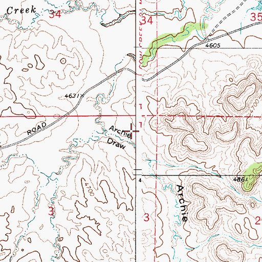 Topographic Map of Archie Draw, WY