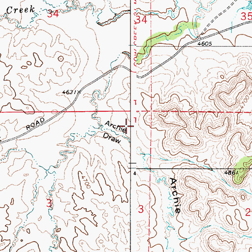 Topographic Map of Archie Draw, WY