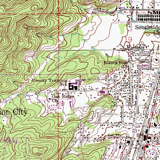 Topographic Map of Hobson City, AL