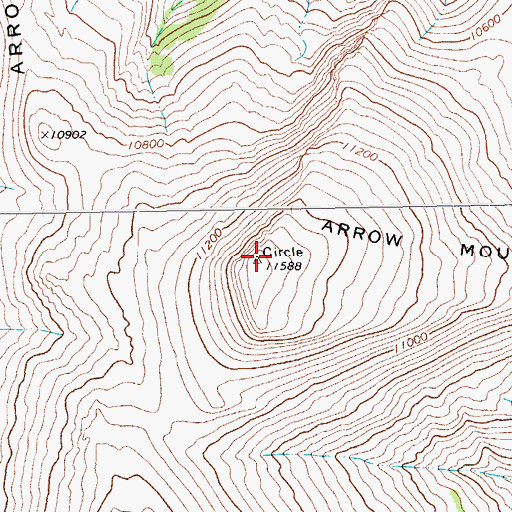 Topographic Map of Arrow Mountain, WY