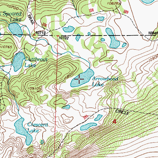 Topographic Map of Arrowhead Lake, WY