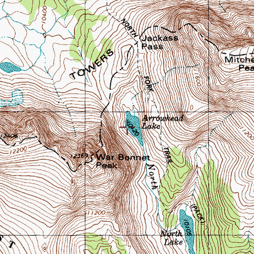 Topographic Map of Arrowhead Lake, WY