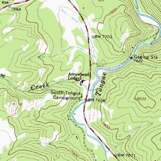 Topographic Map of Arrowhead Lodge, WY