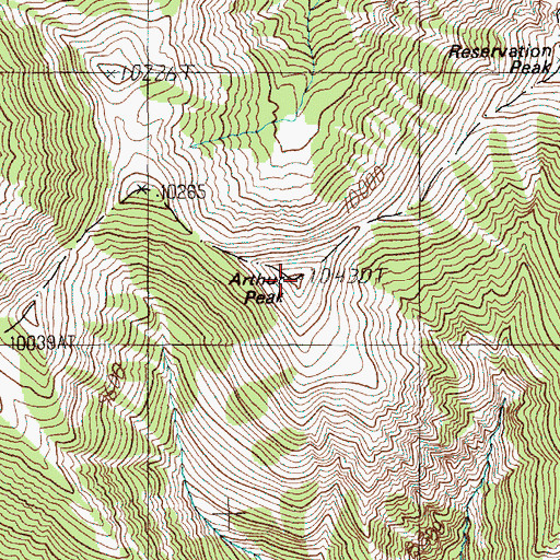 Topographic Map of Arthur Peak, WY