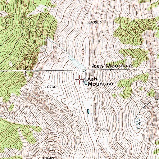 Topographic Map of Ash Mountain, WY