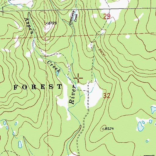 Topographic Map of Aspen Creek, WY
