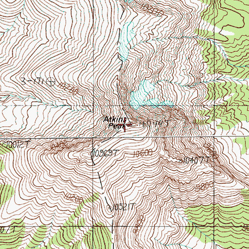 Topographic Map of Atkins Peak, WY