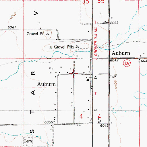 Topographic Map of Auburn, WY