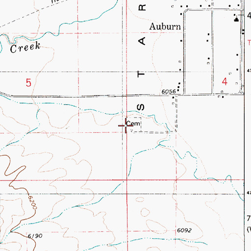 Topographic Map of Auburn Cemetery, WY
