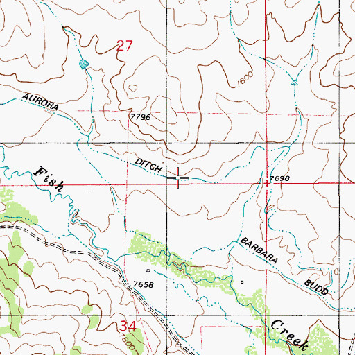 Topographic Map of Aurora Ditch, WY