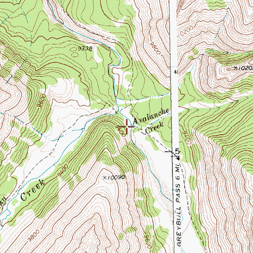 Topographic Map of Avalanche Creek, WY
