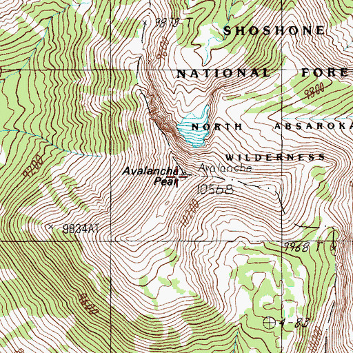 Topographic Map of Avalanche Peak, WY