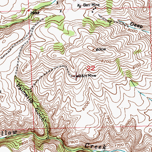 Topographic Map of B H Mine, WY