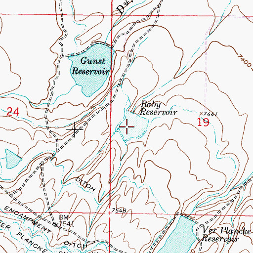 Topographic Map of Baby Reservoir, WY