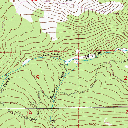 Topographic Map of Bachelor Creek, WY