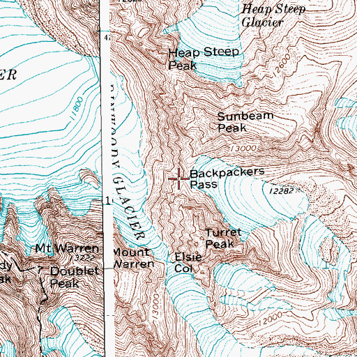 Topographic Map of Backpackers Pass, WY