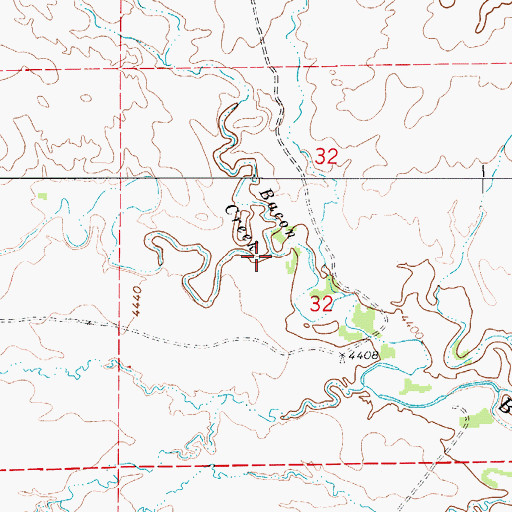 Topographic Map of Bacon Creek, WY