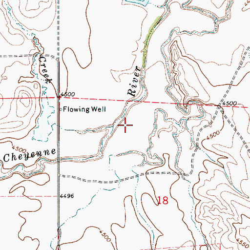 Topographic Map of Bad Creek, WY