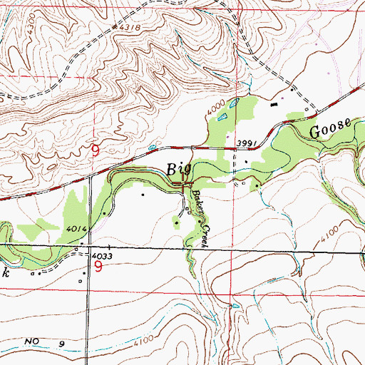 Topographic Map of Baker Creek, WY