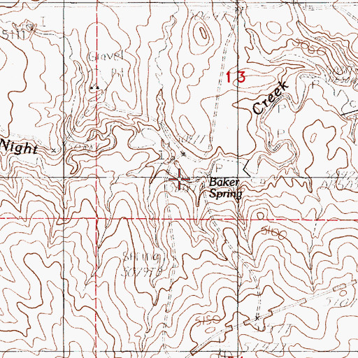 Topographic Map of Baker Spring, WY