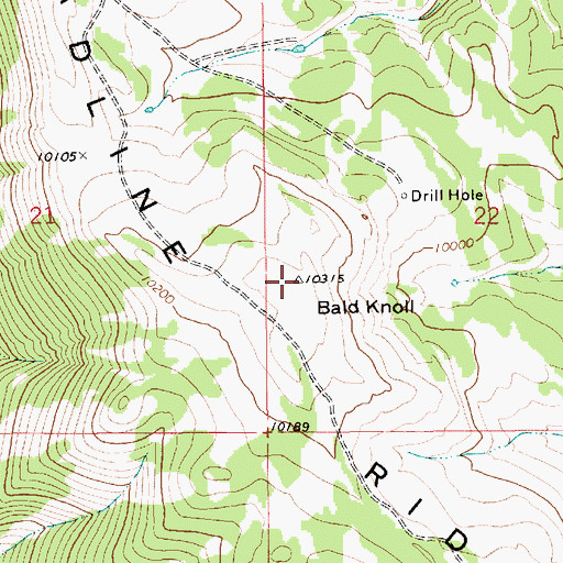 Topographic Map of Bald Knoll, WY