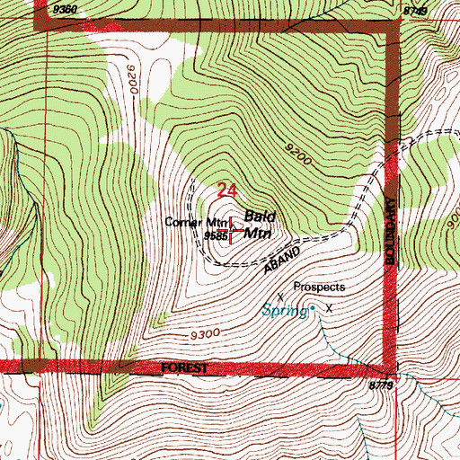 Topographic Map of Bald Mountain, WY
