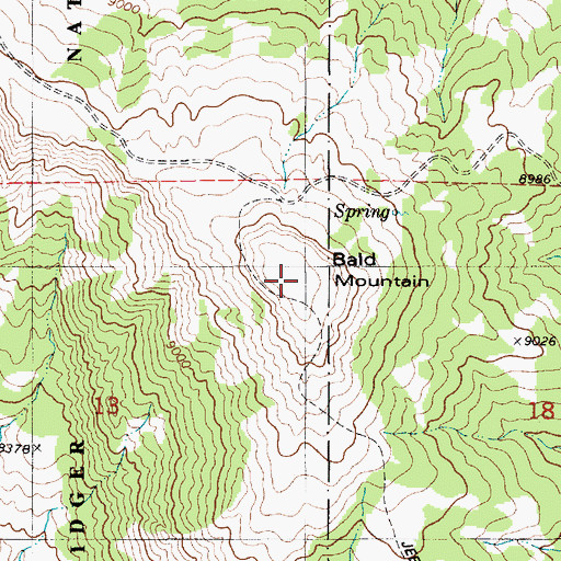 Topographic Map of Bald Mountain, WY