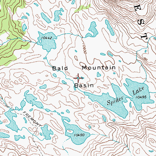 Topographic Map of Bald Mountain Basin, WY