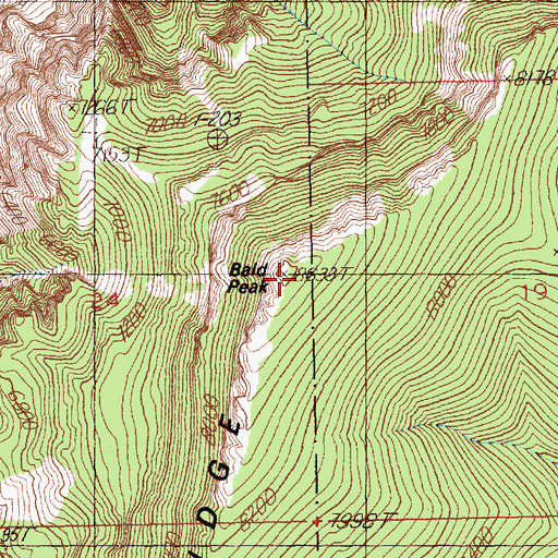 Topographic Map of Bald Peak, WY