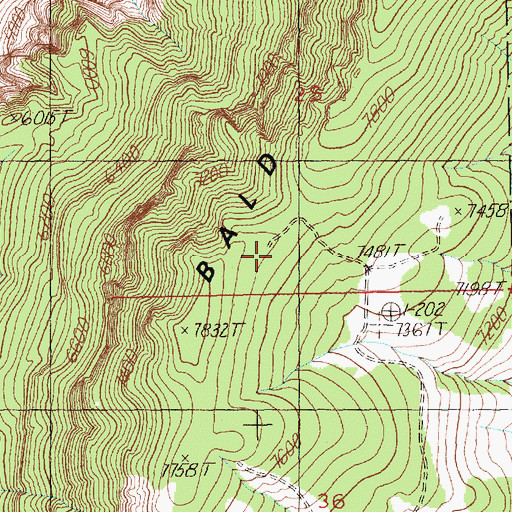 Topographic Map of Bald Ridge, WY