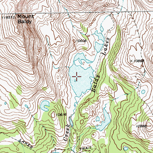 Topographic Map of Baldy Lakes, WY