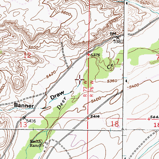 Topographic Map of Banner Draw, WY