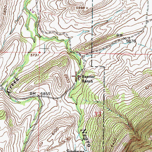 Topographic Map of Banner Ranch, WY