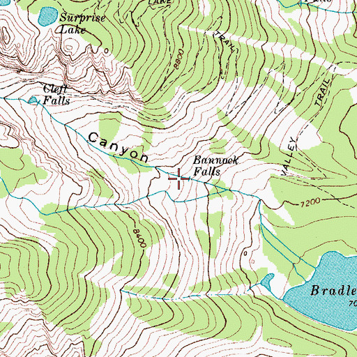 Topographic Map of Bannock Falls, WY