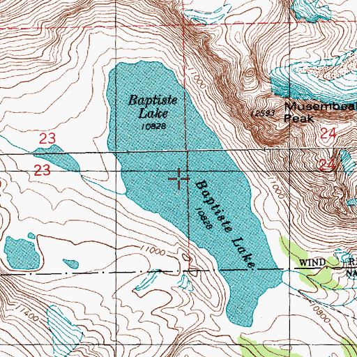 Topographic Map of Baptiste Lake, WY