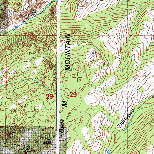 Topographic Map of Bar M Mountain, WY