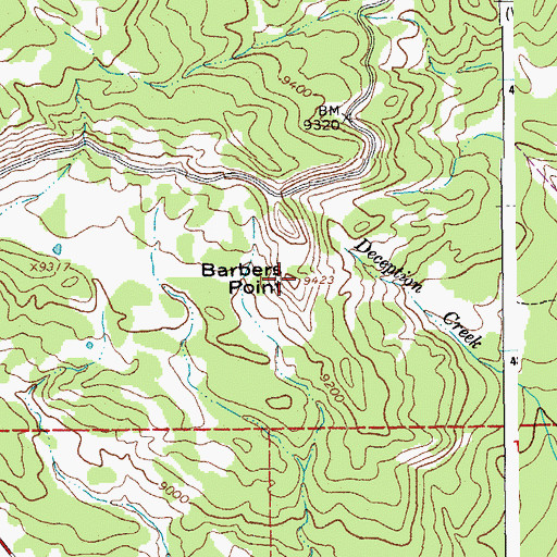 Topographic Map of Barbers Point, WY