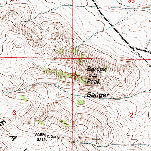 Topographic Map of Barcus Peak, WY