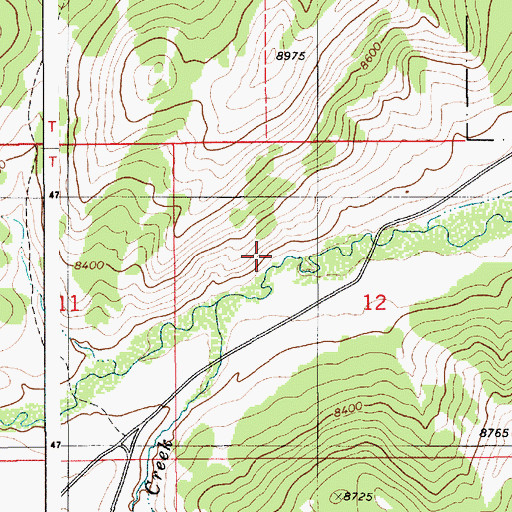 Topographic Map of Bare Creek, WY