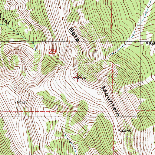 Topographic Map of Bare Mountain, WY