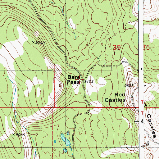 Topographic Map of Bare Pass, WY