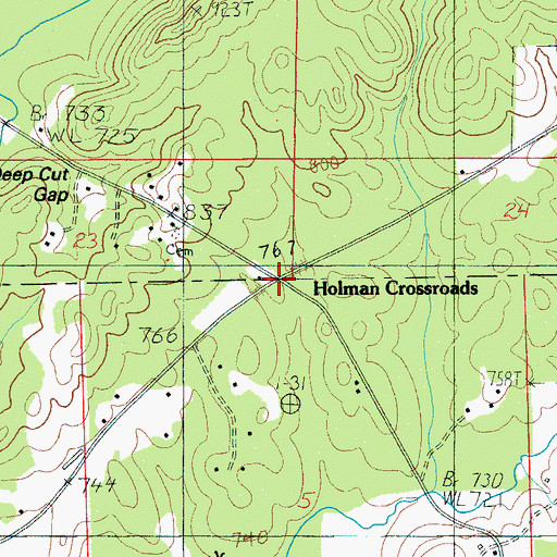 Topographic Map of Holman Crossroads, AL